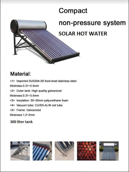 NEW 2x Solar Hot Water Heater system 300L tank